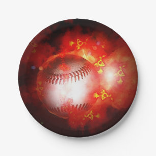 Flaming Baseball Inspirational Paper Plate