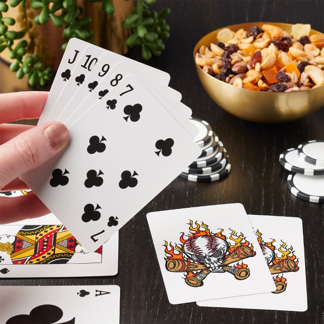 Flaming Baseball Skull Playing Cards (Creator Uploaded)