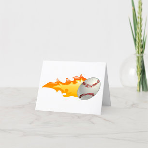 Flaming Baseball Thank You Card