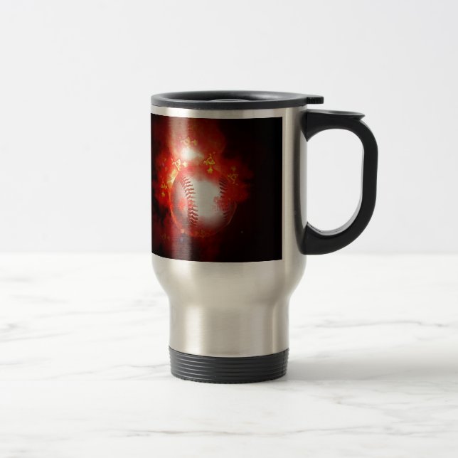 Flaming Baseball Travel Mug (Right)