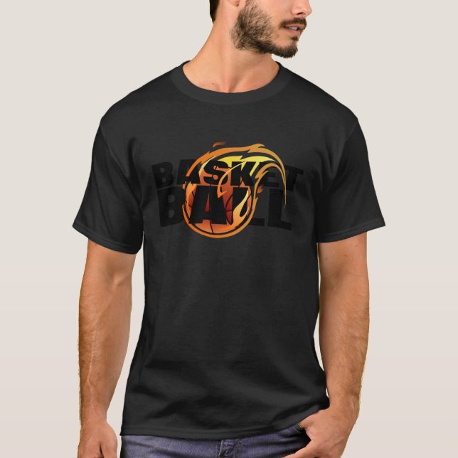 Flaming Basketball basketball engulfed in flames T-Shirt (Front)