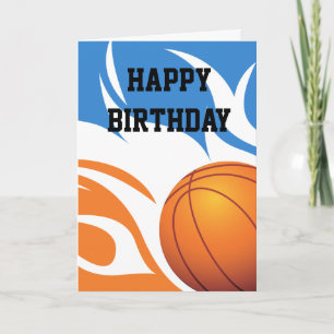 Flaming Basketball Blue and Orange Card