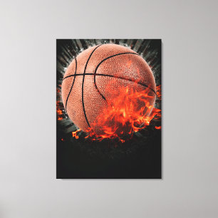 Flaming Basketball Canvas Print