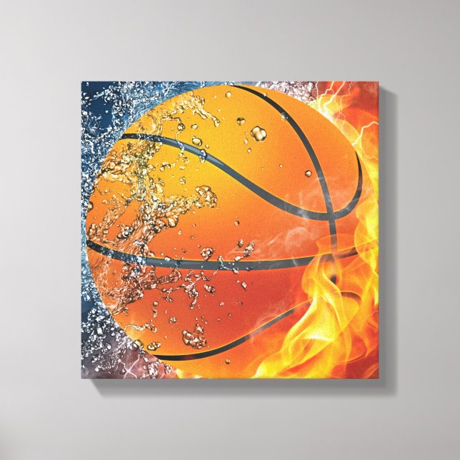Flaming basketball canvas print (Front)