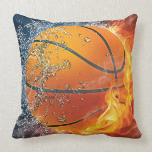 Flaming basketball cushion