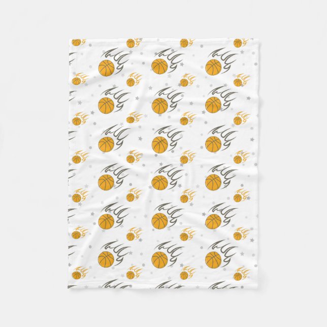Flaming Basketball Fleece Blanket (Front)