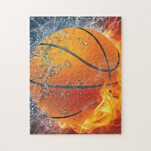 Flaming basketball jigsaw puzzle
