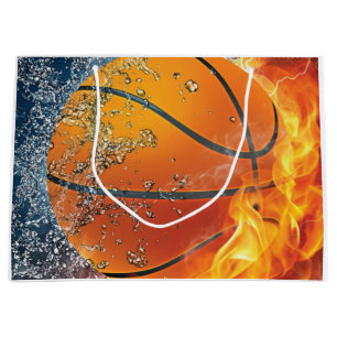 Flaming basketball large gift bag