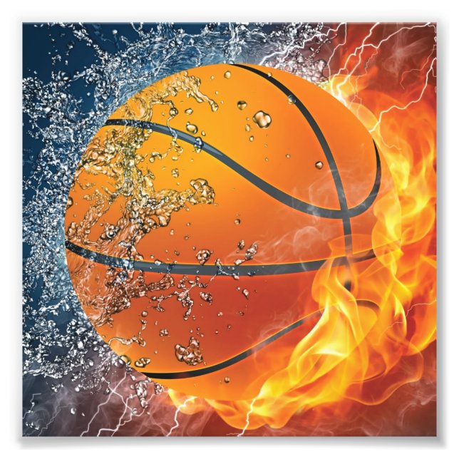 flaming basketball photo print (Front)
