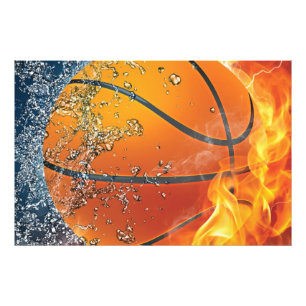 Flaming basketball photo print