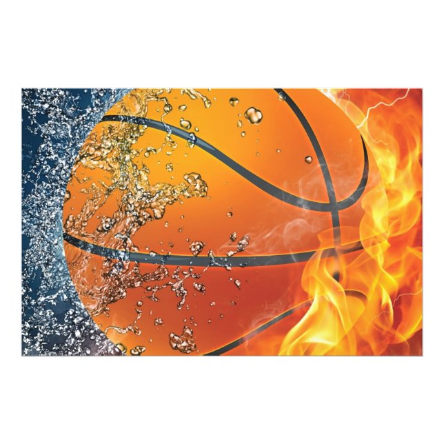 Flaming basketball photo print (Front)