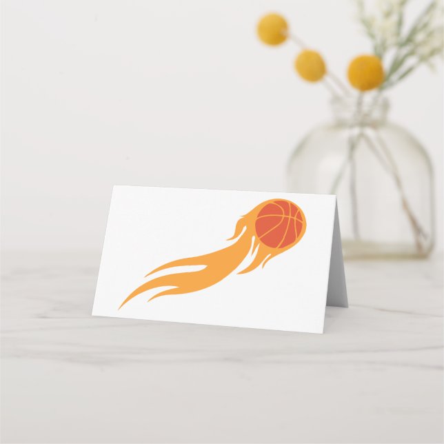 Flaming Basketball Place Card (Front)