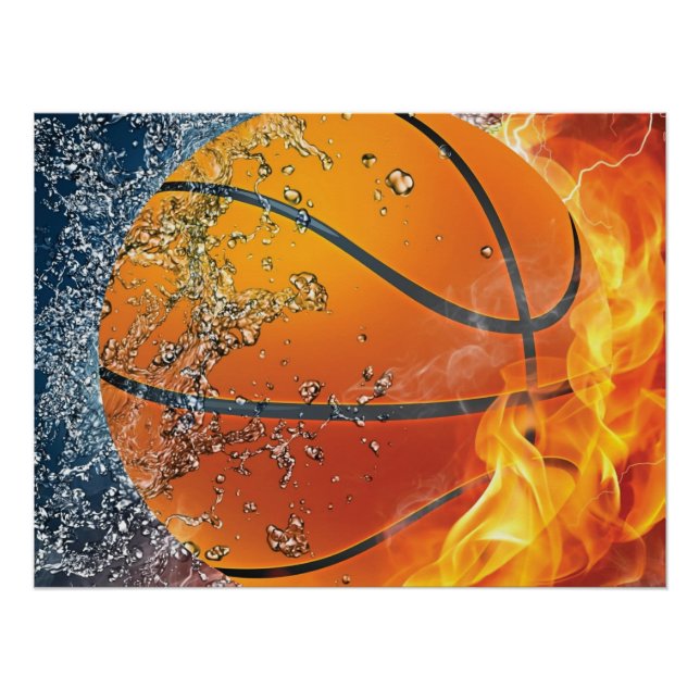 Flaming basketball poster (Front)
