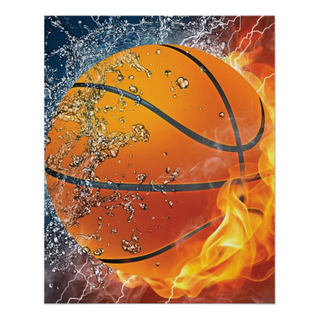 Flaming basketball poster (Front)