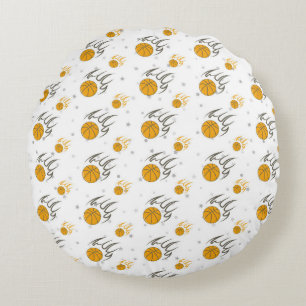 Flaming Basketball Round Cushion
