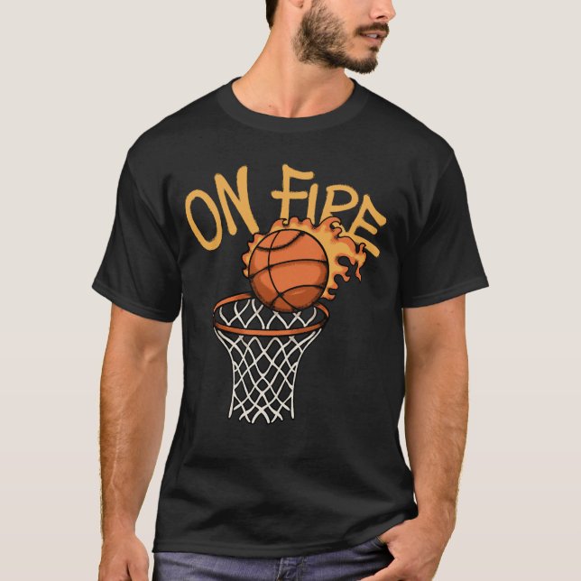 Flaming Basketball streetwear  T-Shirt (Front)