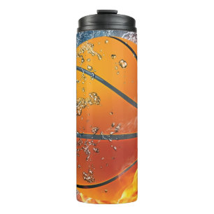 Flaming basketball thermal tumbler