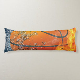 Flaming basketball throw pillow
