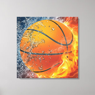 Flaming basketball throw pillow canvas print