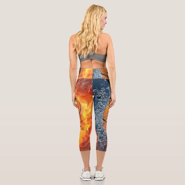 Flaming basketball throw pillow capri leggings (Back)