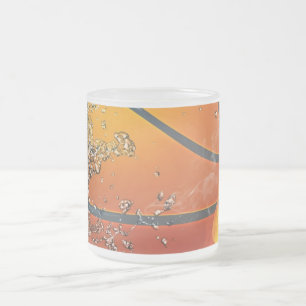 Flaming basketball throw pillow frosted glass coffee mug