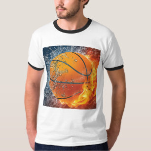 Flaming basketball throw pillow T-Shirt