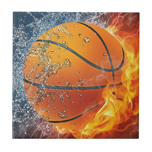 Flaming basketball tile (Front)