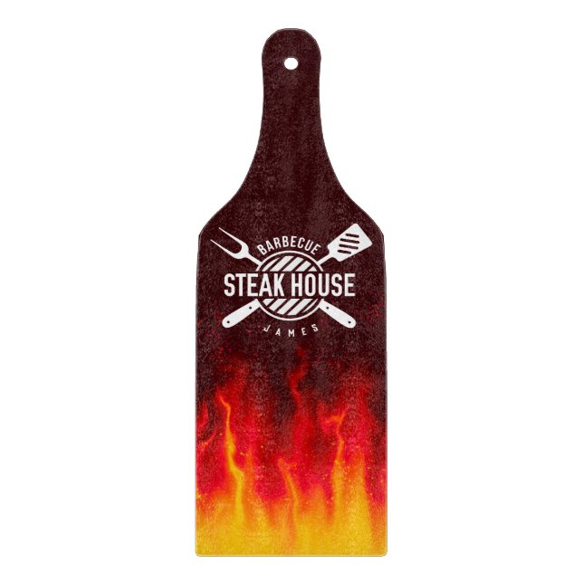Flaming BBQ — Custom Steak House Cutting Board (Front)