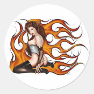 Flaming Beauty Pin-up Stickers
