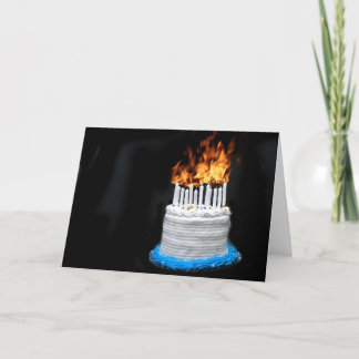 Flaming birthday cake card