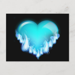 FLAMING BLUE ICE HEART LOVE SWEETHEARTS FLIRTING T POSTCARD