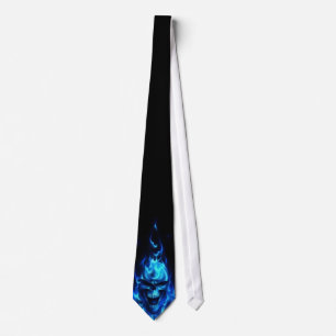 Flaming Blue Skull Tie