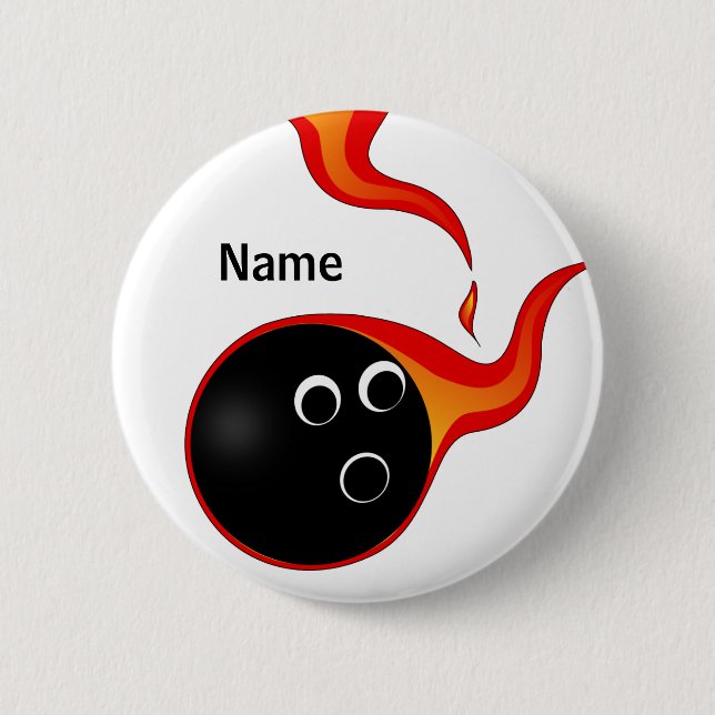 flaming bowling ball badge (Front)