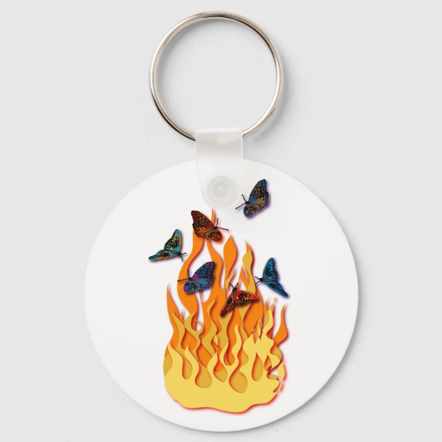 Flaming Butterflies Keychain (Front)