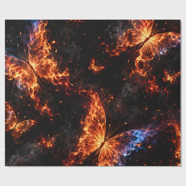 Flaming Butterfly Fantasy Wrapping Paper (Flat)