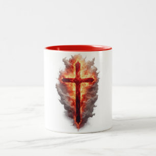 Flaming Christian Cross Coffee Mug
