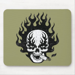 Flaming Cigar Skull -bw Mouse Mat