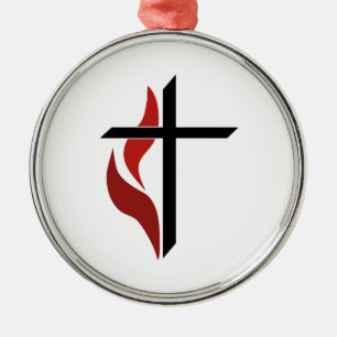 Flaming Cross Metal Tree Decoration