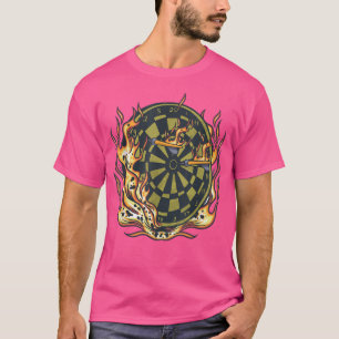 Flaming Dart Board Cute Funny Sports Design T-Shirt