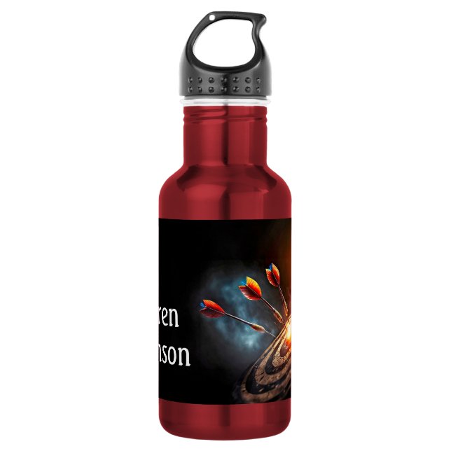 Flaming Dartboard with Darts personalise  532 Ml Water Bottle (Front)
