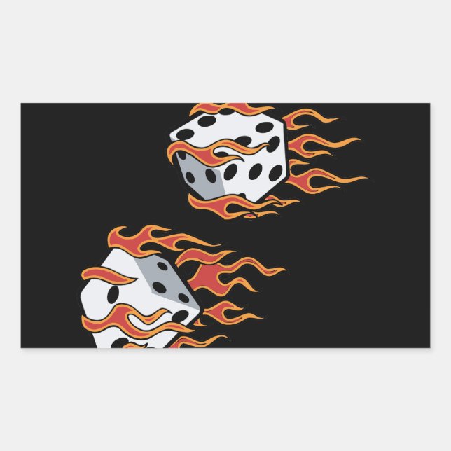 Flaming Dice Rectangular Sticker (Front)