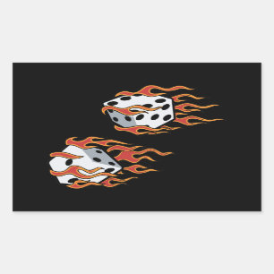 Flaming Dice Rectangular Sticker