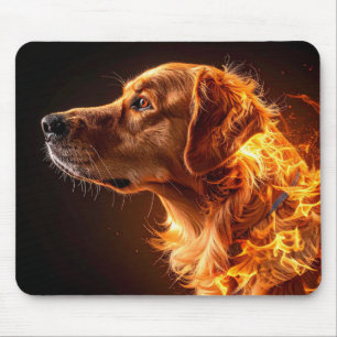 Flaming dog mouse mat