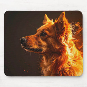 Flaming dog mouse mat