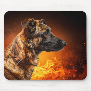 Flaming dog mouse mat