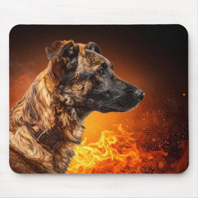 Flaming dog mouse mat (Front)