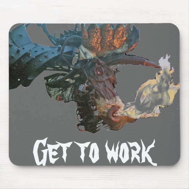 flaming dragon, Get to work Mouse Mat (Front)