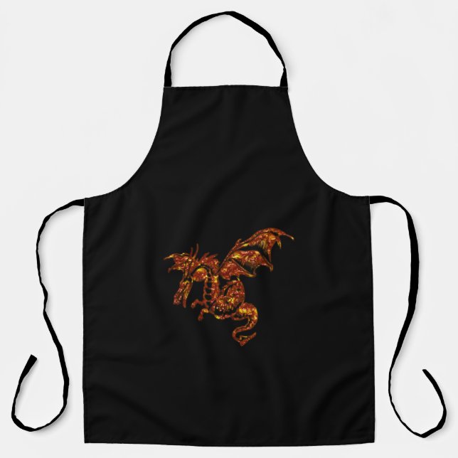 Flaming Dragon on Black Apron (Front)