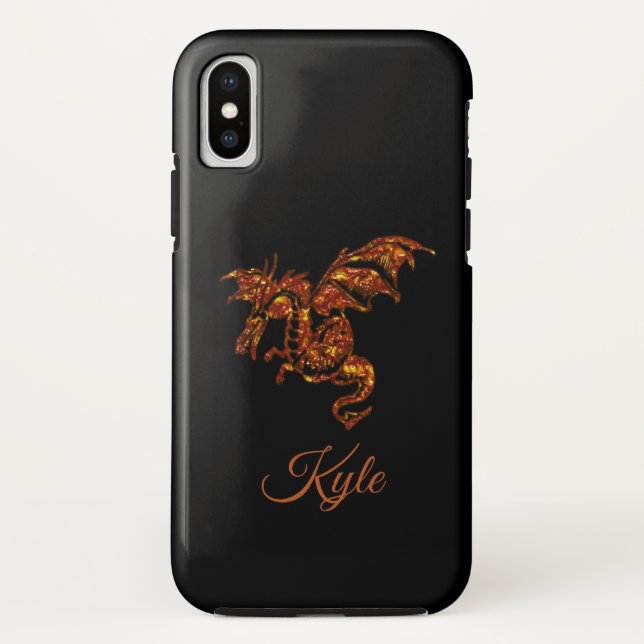 Flaming Dragon on Black Personal Case-Mate iPhone Case (Back)
