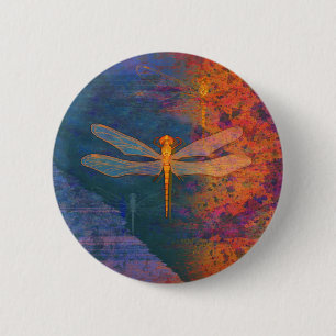 Flaming Dragonfly 6 Cm Round Badge